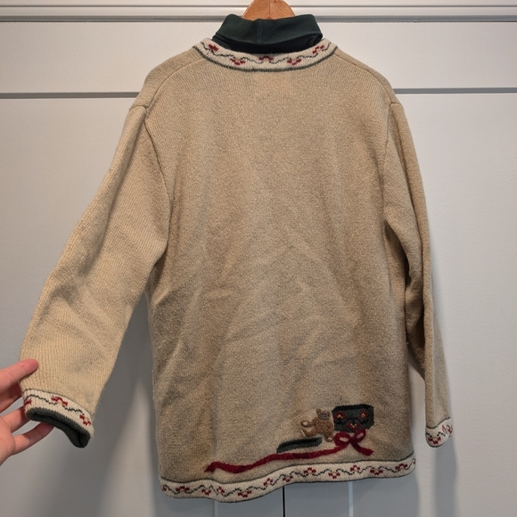 WOOLRICH women's 100% wool Christmas tree sweater with turtleneck tee size large - Picture 6 of 8